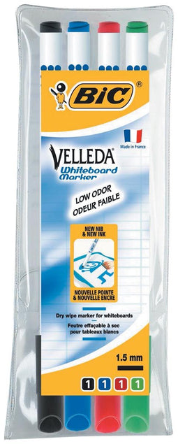 Bic Velleda Whiteboardmarkers - 4 stuks - 1,5mm Rond