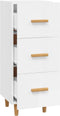 vidaXL - Dressoir - 34,5x34x90 - cm - bewerkt - hout - hoogglans - wit