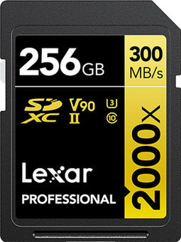 Lexar Professional 2000x - SDXC UHS-II - 256GB - Lezen 300MB/s Schrijven 260MB/s V90