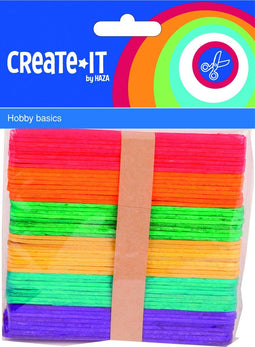 Haza Create It Houten Ijsstokjes 50 Stuks Multicolor