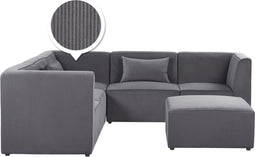 LEMVIG - Hoekbank met ottomaan - Grijs - Rechtszijdig - 250 cm - Corduroy