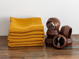 100% Linnen Servetten Mosterd Geel (set van 6) 50 x 50 cm