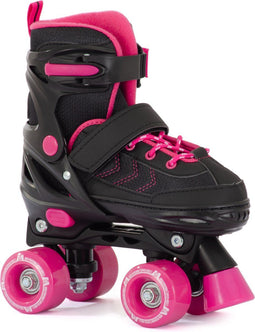 Aventuri Verstelbare Rolschaatsen - Semi-softboot - Verstelbaar Maat 35-38 (M) - Voor Meisjes - Zwart/Roze