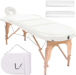 vidaXL - Massagetafel - inklapbaar - 4 - cm - dik - met - 2 - bolsters - ovaal - wit