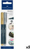 Set Viltstiften Faber-Castell Creative Studio Metallics Gouden Metaal (5 Stuks)