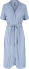 Pieces PCOLIVIA SS DRESS NOOS - Dames Jurk - Knoopjes en riem - Lichtblauw - Maat XL