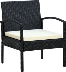 vidaXL - Tuinstoel - met - kussen - poly - rattan - zwart