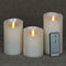 Anna's collection - 3ST KAARS PAREL WAX RUSTIEK BEWEGENDE VLAM 7,5X10/12,5/15CM AFSTANDSBEDIENING...