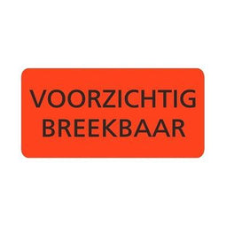 Klika - Etiket fl.rood 95x48mm VOORZICHTIG BREEK - 8 stuks