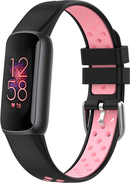 iMoshion Bandje Geschikt voor Fitbit Luxe/Roze - iMoshion Siliconen sport band zilveren gesp zonder pinnetje - Zwart