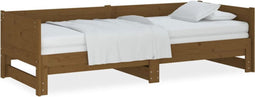 vidaXL - Slaapbank - uitschuifbaar - grenenhout - honingbruin - 2x(90x200) - cm