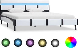vidaXL - Bedframe - met - LED - kunstleer - wit - 120x200 - cm