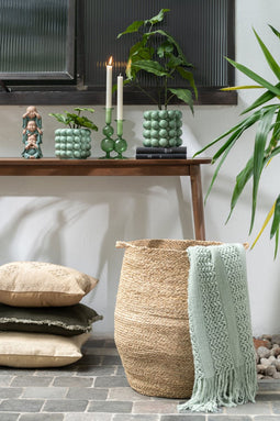 J-Line Plaid gebreid - polyester - lichtgroen - 160 x 130 cm - woonaccessoires