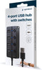 Gembird UHB-U2P4P-01 - 4-poorts USB 2.0 hub met schakelaars - Zwart