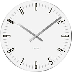 Karlsson wand of tafelklok Slim Index small glas met spiegelrand - Kleur - Wit