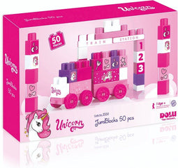 Dolu Eenhoorn JumBlocks Trein met 50 Blokken Roze