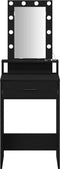 vidaXL - Makeup - Tafel - met - LED - Verlichting - - - Zwart - Eik, - 50x41x140 - cm