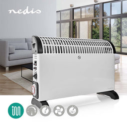 Nedis Convectorkachel - 2000 W - 3 Warmte Standen - Turbo-functie - Timerfunctie - Instelbare thermostaat - Geïntegreerde handgrepen - Wit