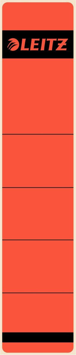 Rugetiket Leitz smal/kort 39x192mm zelfklevend rood - 10 stuks