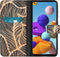 iMoshion Hoesje Geschikt voor Samsung Galaxy A21s Hoesje Met Pasjeshouder - iMoshion Design Softcase Bookcase - Goud / Zwart / Golden Leaves