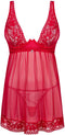 Lacelove Sexy Babydoll en String - Rood
