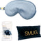 SMUG Slaapmasker met Zwarte Oordopjes en Opbergzakje - 100% Verduisterend - Verstelbaar Oogmasker in Satijn - Grijs