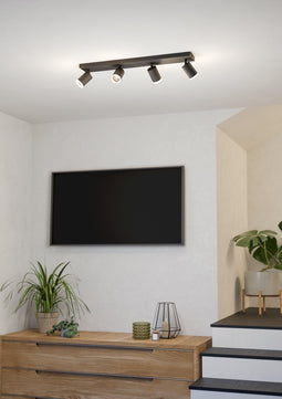 EGLO Melitello-Z - Smart Spot - Dimbaar RGB & wit licht - Zwart - 68 cm