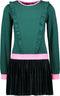 B.Nosy Jurk - Plissé glitter velvet - Botanical green - Maat 128