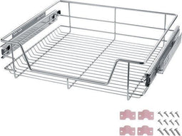 tectake® - Uitschuifbaar Telescopisch Keukenrek - 60 cm breed - Flexibele rails - Verchroomd metaal