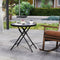 Ronde Tuintafel - Gehard Glas Tafelblad - Grijs Stalen Frame - Diameter 60 cm - Hoogte 70 cm