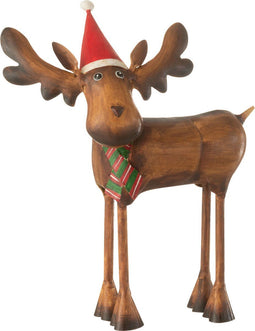 J-Line kerstfiguur Eland Kerstmis Hoed - ijzer - mix - large