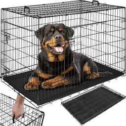 tectake® Hondenkooi Luna - Hondenkennel - Opvouwbaar met 2 deuren - Zwart