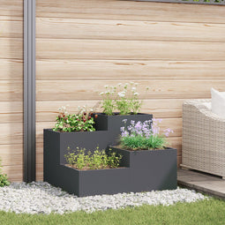 vidaXL - Tuinplanter - 80x80x60 - cm - Antraciet - Staal