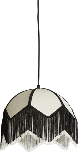 Light & Living Hanglamp Sulina - Linnen - 35cm - Wit/Zwart