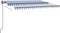 vidaXL - Luifel - handmatig - uittrekbaar - met - LED - 4x3,5 - m - blauw - en - wit