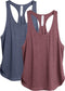 Dames Tanktop Sporttop Racerback Fitness Yoga Mouwloze Shirts, 2-Pack