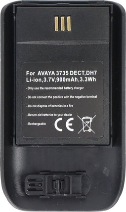 Accu geschikt voor AVAYA 3735 DECT, DH7, Li-ion, 3,7V, 900mAh, 3,3Wh, zwart