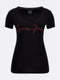 Guess Amilie Tee - Dames T-Shirt V-hals - Merknaam in het rood - Zwart (2022)
