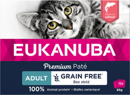 Eukanuba - Zalm Paté - Graanvrij voor volwassen katten - (12 x 85 gr)