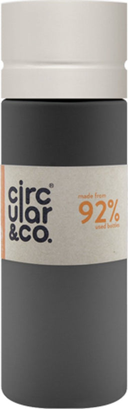 Circular&Co. herbruikbare to go waterfles 21oz/600ml grijs/crème