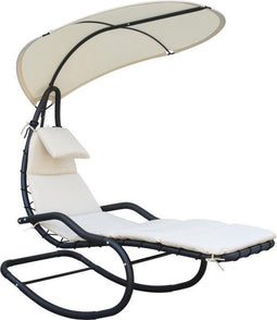 Feel Furniture - Hangende schommel ligstoel met parasol - Beige