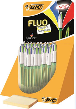 Balpen bic 4 kleuren fluo