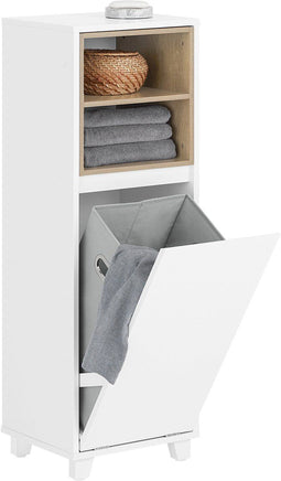 SoBuy BZR146-W - Badkamerkast - Afneembare wasmand - Wit