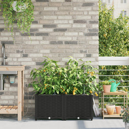 vidaXL - Tuinbakken - met - waterirrigatiesysteem - - - 2 - stuks - - - Zwart
