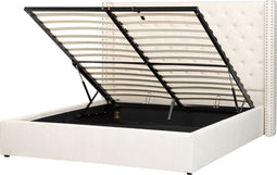 LUBBON - Bed met opbergruimte - Crème wit - 160 x 200 cm - Fluweel