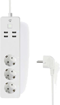 SmartLife Stekkerdoos - Wi-Fi - 3x Randaarde stekker (CEE 7/3) / 4 x USB - 16 A - 3680 W - 1.8 m - -10 - 40 °C - Android / IOS - Wit