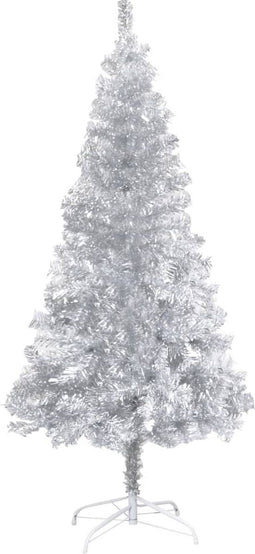 vidaXL - Kunstkerstboom - met - standaard - 210 - cm - PET - zilverkleurig