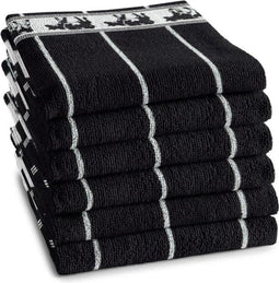 DDDDD Zwart Bont Keukendoek - Keukendoek - Set van 6 - 100% Katoen - 50x55 cm - Zwart (6 stuks)