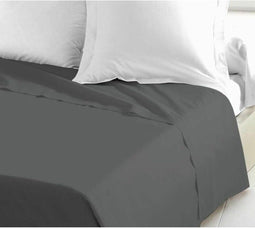 LOVELY HOME Drap Plat 100% coton 180x290 cm gris fonce