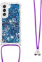 Lunso - Geschikt voor Samsung Galaxy S23 Plus / S23+ - Telefoonhoes met koord - Glitter Blauw